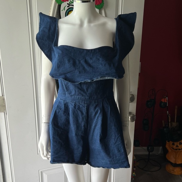 🍒💣 Pinup inspired denim romper - Picture 2 of 9